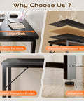 63 Inch L Shaped Desk With Power Outlets And USB C Port, Reversible Corner Computer Desk For Home Office And Gaming Setup details