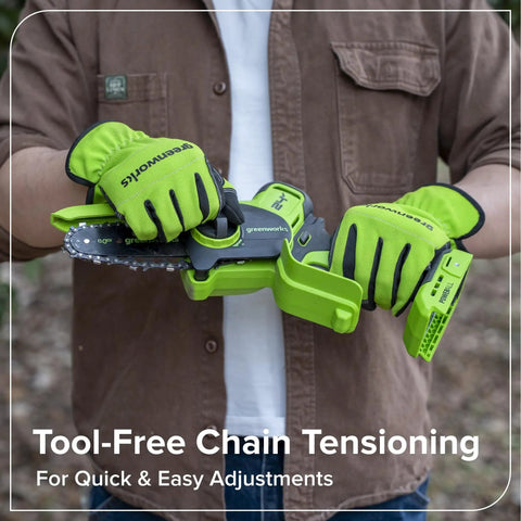 Compact 24V Brushless Mini Chainsaw Electric Pruning Saw For Tree Branch Trimming Pretty Neat Cordless Garden Cutter with tool-free tensioning.