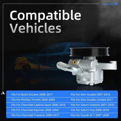 Drop In Ready Power Steering Pump With Pulley Replacement Fit For Buick Enclave 2008 2017 Chevrolet Traverse 2009 2017 GMC Acadia