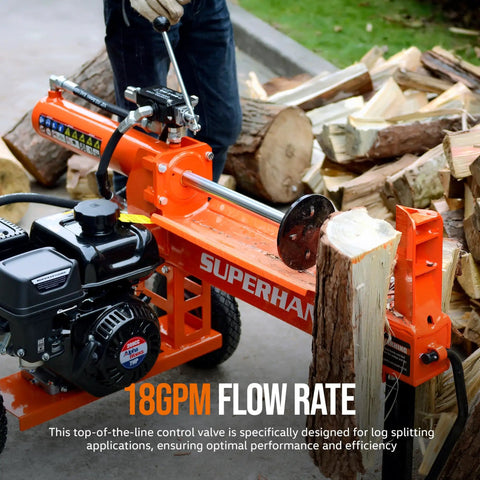 Kick Off Hydraulic Directional Control Valve For Log Splitters, 18 GPM Flow, installed on log splitter, heavy duty use
