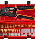 Pro Grade Open Barrel Crimping Tool Kit With Ratcheting Crimper And 10 Size Spade And Ring Terminal Connectors in red case