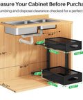 Two Tier Under Sink Organizer With Butter Smooth Mesh Sliding Drawers And Silent Roll Tracks dimensions for cabinet fit.