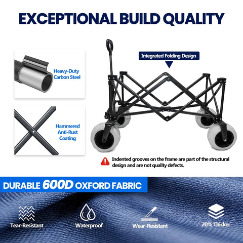 Beast Heavy Duty Beach Wagon With 9x4 All Terrain Sandproof Wheels frame showing heavy-duty carbon steel build
