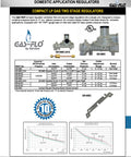 Front view of two compact two-stage propane regulators (GR-968C, GR-948C-2412) with Gas-Flo by Fairview branding.