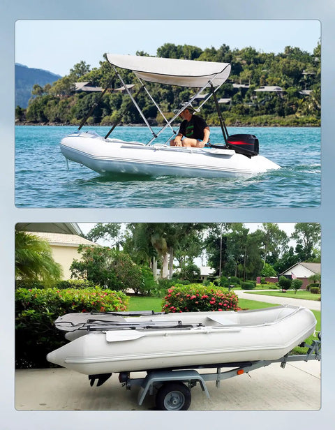 Beefy Boat Bimini Top Shade Cover With Marine Grade 600D Canvas, 2 Bow Design, 6 Ft Long, 47 To 55 In Wide, 43 In High