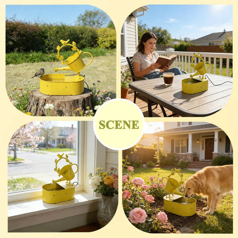 Solar Powered Outdoor Water Fountain With Battery Backup For Garden Bird Bath Yard Decor, Premium Metal Water Feature