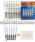 Top Shelf Six Piece Replacement Tapered Countersink Drill Bits In Heavy Duty 11 64 Inch Hex Shank With Easy Grip Wrench displayed with storage containers.