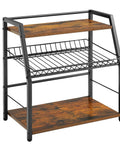 Three Tier Wooden Countertop Organizer For Kitchen And Office Space Saver, Snack Candy Display Stand and Coffee Station Organizer, wood and metal