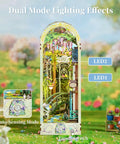 DIY Book Nook Kit For Grownups 3D Wooden Miniature House Puzzle With LED Lights Dust Cover And Bookend Insert Giverny Garden Edition