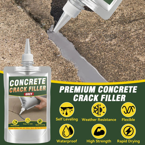 Concrete Crack Filler And Sealer For Driveways Sidewalks And Patios Premium Self Leveling Cement Crack Repair Sealant Waterproof Elastic Caulking Glue For Outdoor Concrete Joints That Keeps It Solid And Crack Free being applied to crack in concrete surface
