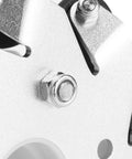 Close-up of Four Pack 100mm Beefy Steel Mecanum Wheel Set for Robot Car, rugged aluminum and steel construction.