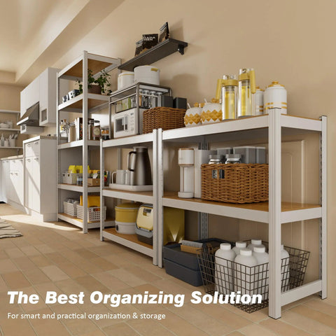 Five Tier White Metal Garage Shelving Unit With 1500 Lbs Total Capacity, 24W X 16D X 60H Storage Rack For Tools, Bins, And Heavy Duty Organization And More. in kitchen storage room