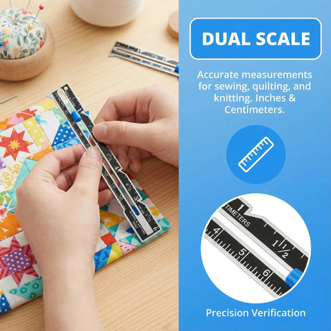 Three Pack Stainless Steel Sliding Gauge Sewing Ruler Pro Grade Handy Tool For Quilting Knitting And Crafting Projects Delivering Quick Precise Measurements And Seam Allowances. Dual scale gauge for sewing