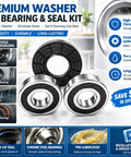 Heavy Duty Washer Tub Bearing And Seal Repair Kit For Front Load Machines Compatible With Numerous Samsung Models, chrome steel and rubber components.