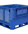 Heavy Duty Collapsible Bulk Box 48x40x33 Inch Plastic Storage Tote with drop doors for easy access, stackable and reusable.