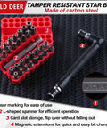 Badass Security Torx Bit Set With Magnetic Extension Holder And L Spanner Tamper Resistant Star Drive Bits Metric Imperial Hex Key Wrench in red holder.
