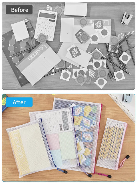Must Have 18 Pack Mesh Pouches In 8 Sizes And Nine Colors Waterproof Zipper Bags for organizing office supplies and documents