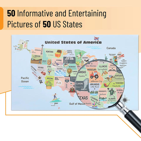 United States Map For Kids Poster Large 24.6 By 14.5 Inches Laminated 200Gsm Colorful Educational Poster With Easy Read Labels Classroom Ready