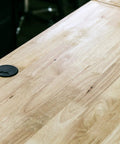 Heavy Duty Floor Grommet With Cover 4 Inch Black ABS Plastic Cable Management installed in wooden surface