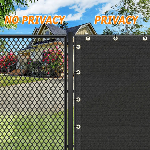 Heavy Duty Privacy Screen Fence Net 8 Ft By 50 Ft Black Mesh For Outdoor Backyard Garden With 90 Percent Blockage 175 GSM