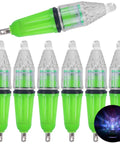 Six Pack Colorful LED Underwater Fishing Lights Kit For Night Fishing, green waterproof flashing bait lamps, set of 6