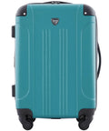 Travelers Club teal hardside expandable spinner luggage, 22-inch carry-on, front view