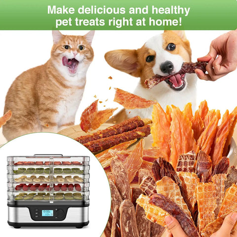 Five Tray Food Dehydrator With Seamless Seventy Two Hour Countdown And Smooth Temperature Controls For No Sweat Drying Of Fresh Herbs Garden Fruit And Quality Homemade Jerky All Day Long with pet treats and animals