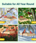 Eco Friendly Wood Hanging Bird Feeder Tray For Outdoors All Weather Durable Garden Wildlife Feeding Station in seasonal settings