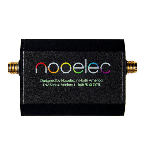 Ultra Low Noise LNA Module For RF And SDR With Enclosure, Wideband 300MHz-8GHz, black aluminum case, noelec branding