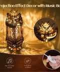 LED 3D Wood Puzzle Poker World Lamp With Music Box And DIY Craft Kit showing projection effect with a glowing poker-themed design.