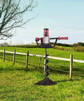 Heavy Duty 8 Inch Diameter Earth Auger Bit For Post Hole Diggers 31.5 Inch Depth Fits Three Quarter Inch Shaft in use on grass