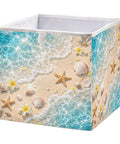 Kjdsxld Fabric Storage Bin Collapsible With Handles For Organization A457 11 inch cube with beach design, waterproof for home use.