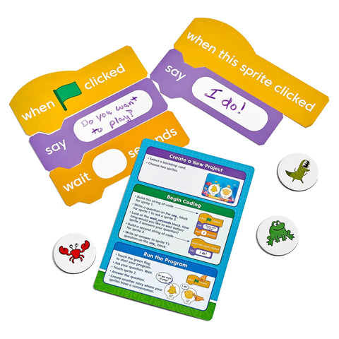 Scratch Block Based Coding Kit for Students Ages 8 to 12 Hands On Unplugged Coding Activities with cards and Scratch blocks