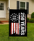 250th Anniversary Patriotic Garden Flag Double Sided 12x18 Inches With Stars And Stripes Design 1776-2026 in yard
