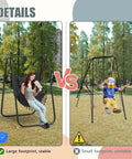 Comparison of Large Footprint Heavy Duty Rustproof Hammock Chair With Stand and Unstable Small Footprint Chair in Woodland Setting
