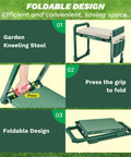 Garden Kneeler And Seat Foldable Gardening Stool With Extendable Legs Thick Pad And Tool Storage Bag Heavy Duty 400lbs Support