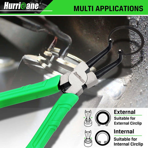 4 Piece Snap Ring Pliers Set With 7 Inch Internal And External Circlip Pliers Kit, Straight And Bent Jaw, CR-V Steel in use