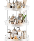 3 Tier Lazy Susan Bathroom Countertop Organizer With 360 Degree Rotating Clear Tray For Makeup Cosmetics Perfume And Skincare