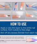 Step-by-step guide for Non Acidic Nail Primer And Led Uv Bonding Solution for long lasting gel polish application.