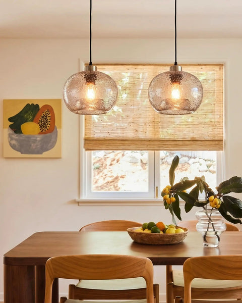 Pendant Lighting For Kitchen Island Two Pack Hand Blown Glass Bubbles With Pumpkin Shape Blue Finish Dope Modern Ceiling Fixtures