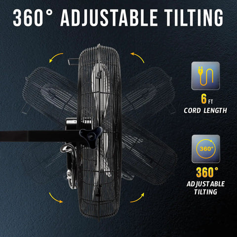 2 Pack 18 Inch High Velocity Industrial Wall Fans With TEAO Enclosure Motor, 4000 CFM, 360-degree adjustable tilting