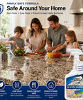Family using Hassle Free Spray Sealant That Locks Down Granite And Marble Countertops Against Daily Messes in a kitchen.