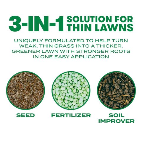 3 In 1 Lawn Care Kit For Thick Greener Turf Sun And Shade Seed Fertilizer And Soil Improver To Fill Gaps And Get Up To 50 Percent Thicker Grass With One Easy Application Covers Up To 4000 Sq Ft - Seed Fertilizer and Soil Improver Components