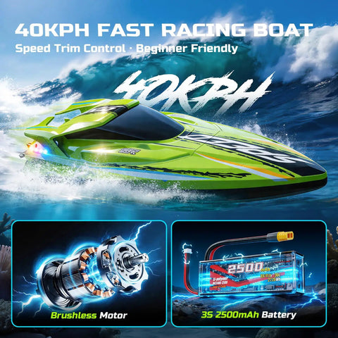Beast 19 Inch Brushless RC Racing Boat For Adults With Self Righting Real Water Cooling LED Lights Speed Up To Forty KPH