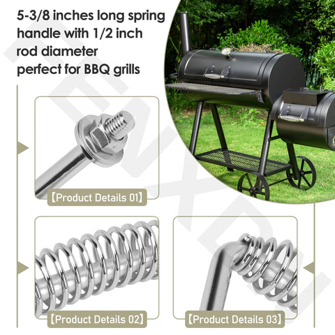 Five And Three Eighths Inch Spring Handle With One Half Inch Rod For BBQ Grills And Wood Stoves Bolt On Mount.