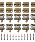 Vintage Style Mini Swing Arm Clasp Latch Set With Dope Bronze Hinges And Antique Box Latch Hasp Lock For Decorative Cabinets and Small Wooden Jewelry Boxes Includes 80 Screws And 10 Hinges