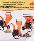 Beast Gas Powered Wood Chipper Shredder Mulcher 7HP with debris piles showcasing compact design in promotional setup