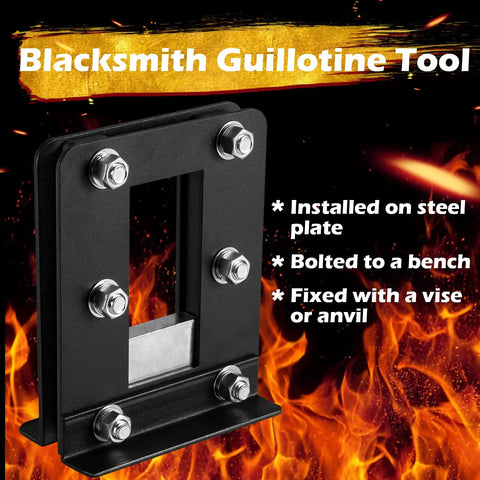 Beginner Blacksmith Guillotine Tool Kit With Seven Pieces And Three Die Sets Including Flat Fullering And Blank Dies Five Inch Stock