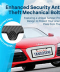 Upgrade Your Sweet Ride With This Badass Real Carbon Fiber License Plate Frame in red sports car with anti-theft bolts.