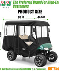 Top Shelf Golf Cart Enclosure For Ezgo Rxv Four Passenger Eighty Inch Extended Roof Sweet Spot Cover showing dimensions: 80" roof, 44.5" width, 6" height.